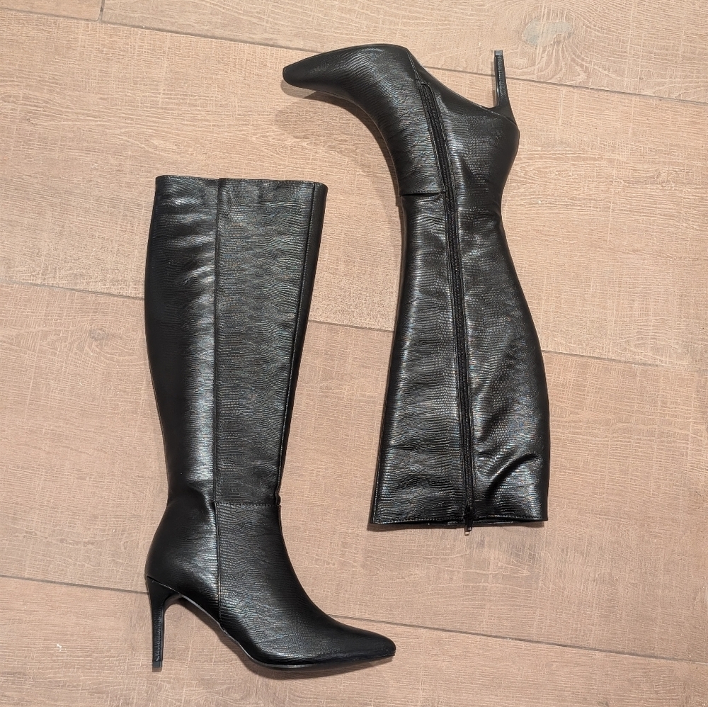French Connection Elegant Black Knee-High Boots Size 8